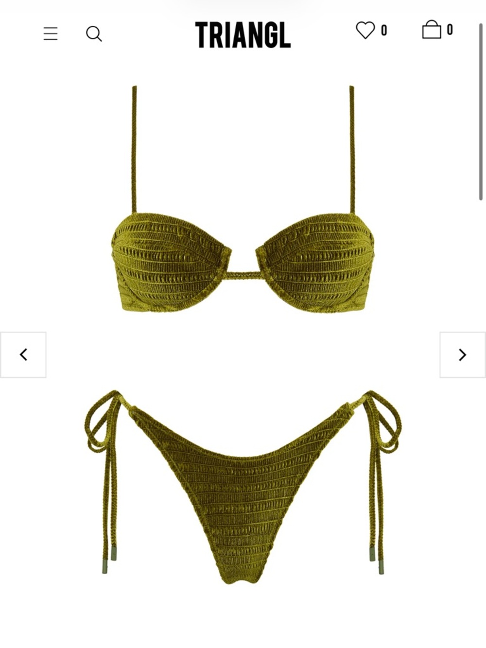 TRIANGL MALA VARO GREEN VELVET BALCONETTE BIKINI SET